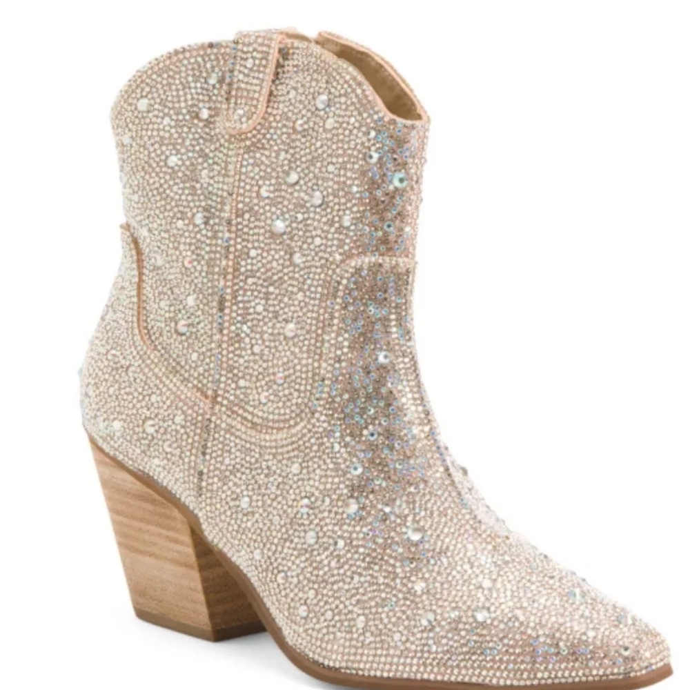 Women's Rhinestone Embellished Ankle Boots